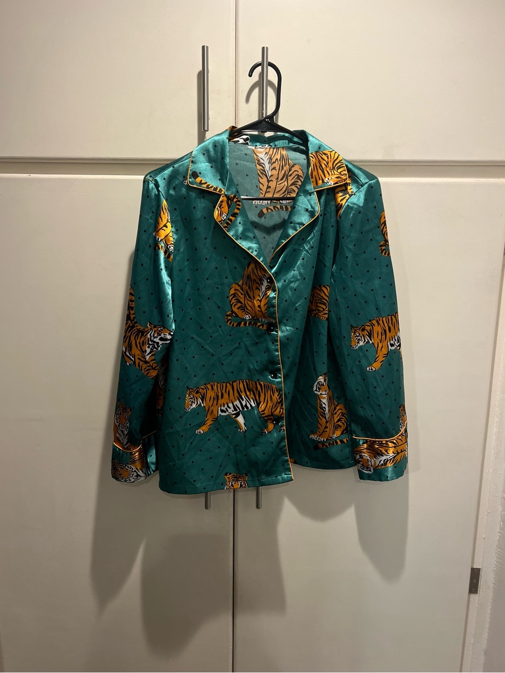Satin Teal Tiger Print Pajama set